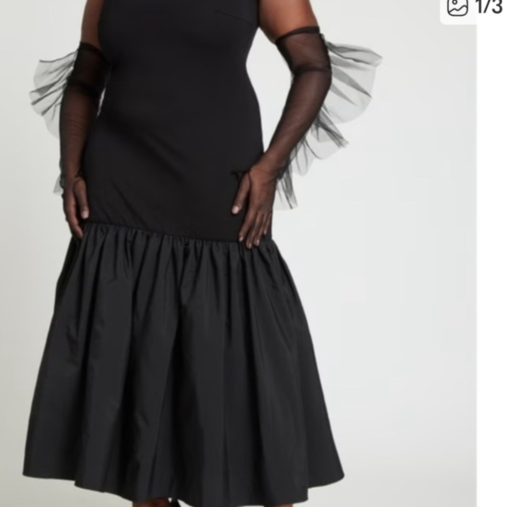 Eloquii Black Ruffle Sleeve Dress